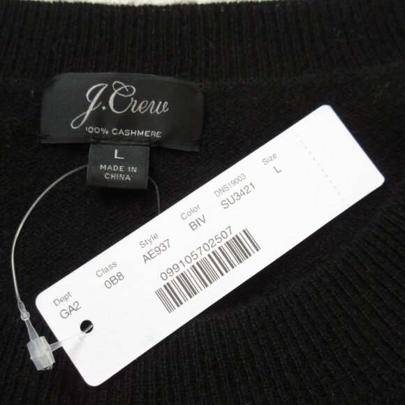 NWT J.Crew Everyday Cashmere Crewneck Sweater in Black Sequin Polka Dots L - Picture 4 of 5